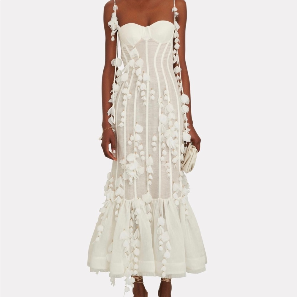 Zimmerman Botanical Petal-Detailed Linen-Silk Maxi Dress